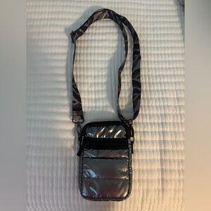 NWOT Gray with Camouflage Strap Crossbody Bag